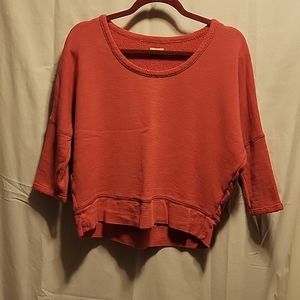 Aerie Hot Pink 3/4 Sleeve Crop Thin Sweatshirt S